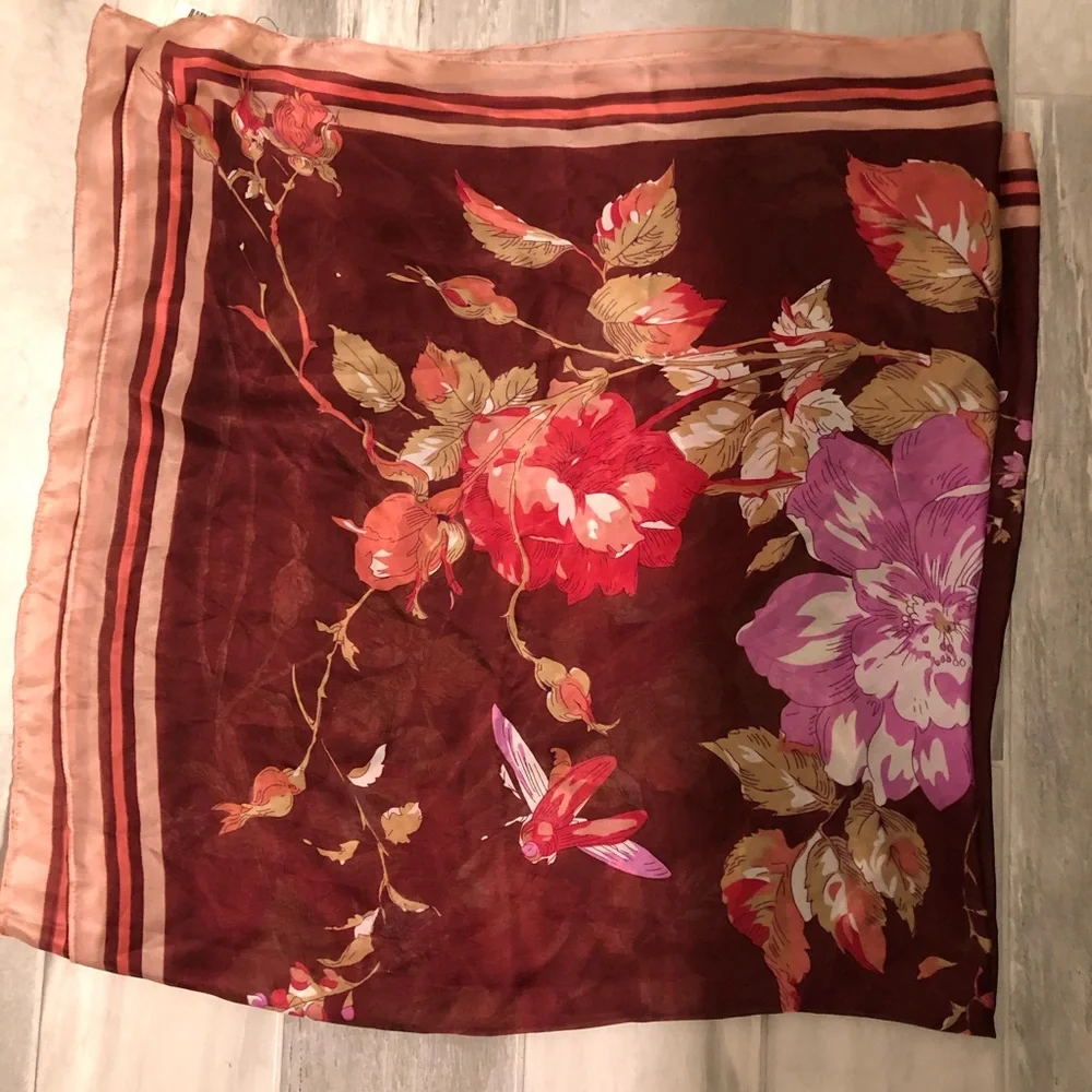 Max Studio Wine Vintage Flowers Scarf
